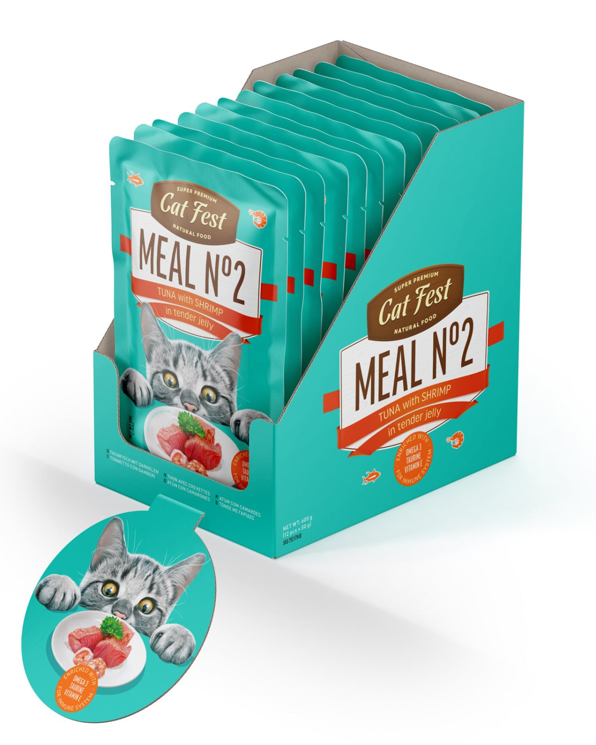 CatFest Тунец с креветкой в нежном желе Meal Nr2, 12×50г
