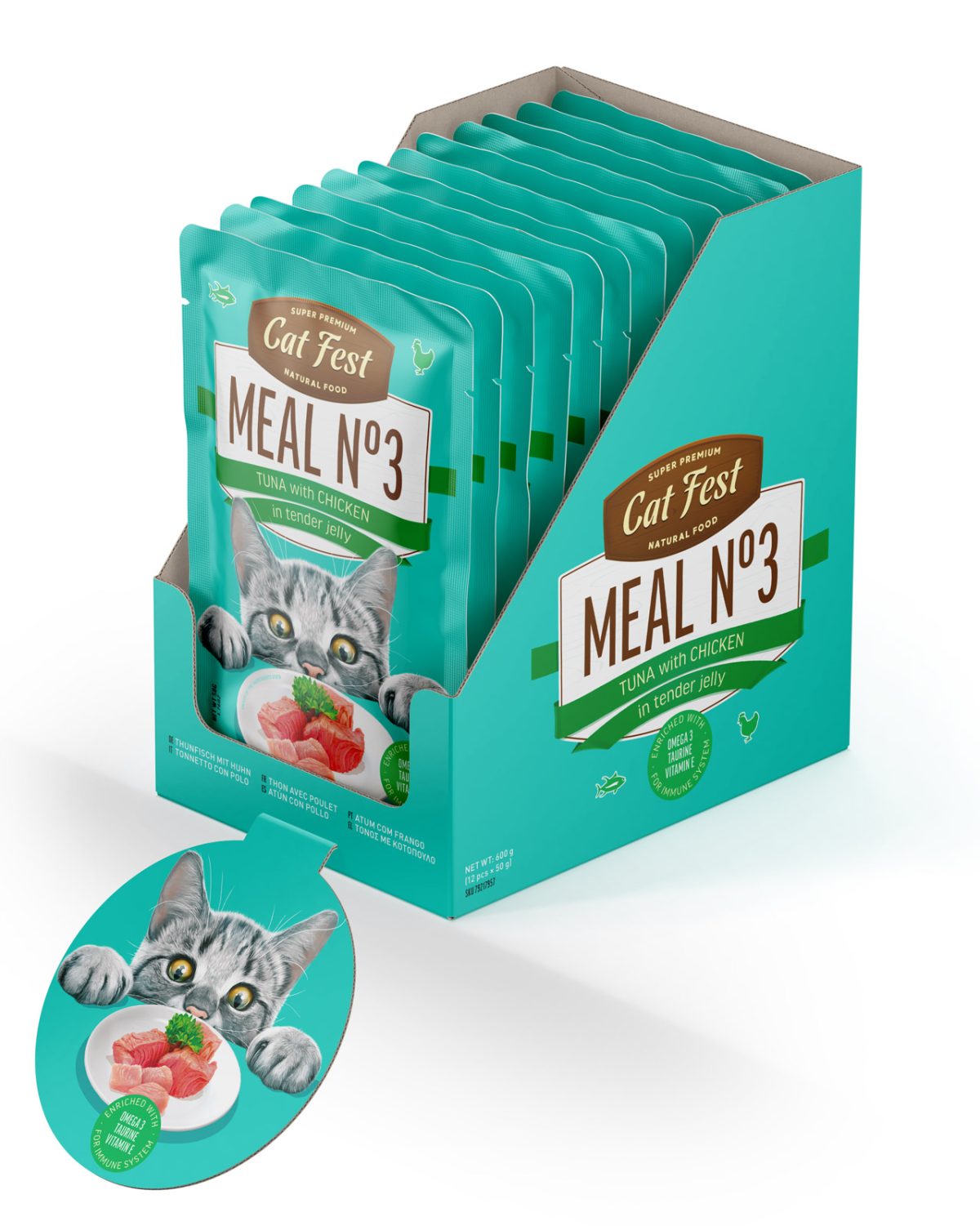 CatFest Tunas su vištiena švelnioje želėje Meal Nr3, 12 x 50 g
