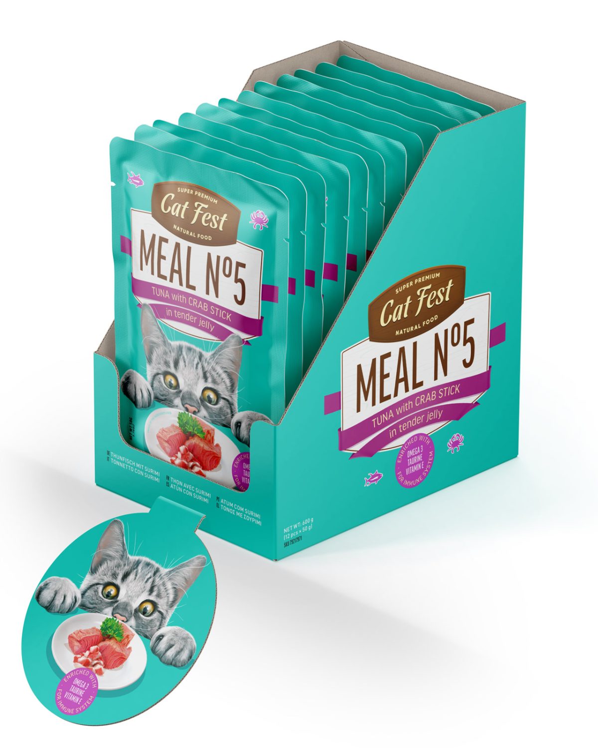 CatFest Тунец с крабовыми палочками в нежном желе Meal Nr5, 12 x 50 g