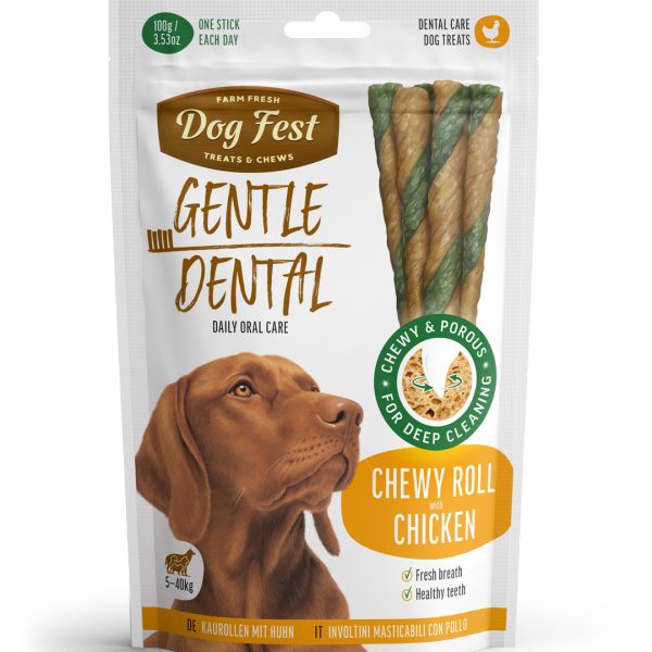 Dental Chewy roll with chicken for adult dogs, 100g