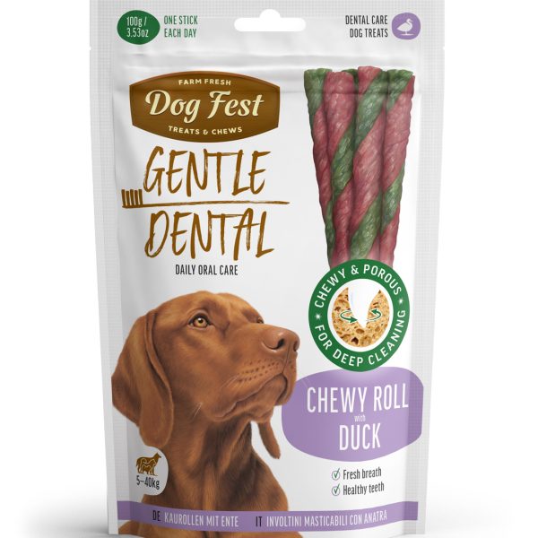Dental Chewy roll with duck for adult dogs, 100g