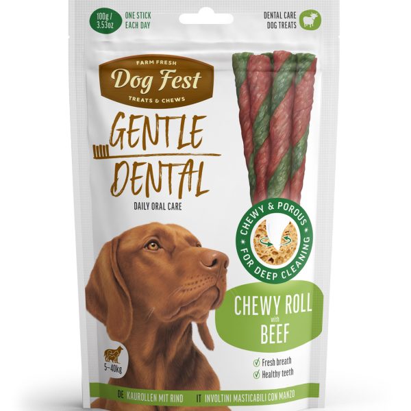 Dental Chewy roll with beef for adult dogs, 100g
