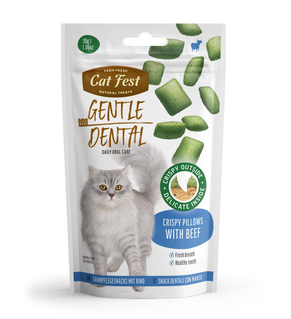CatFest Dental хрустящие подушечки с говядиной, 30г.