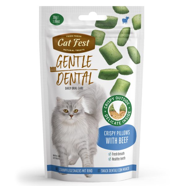 CatFest Dental хрустящие подушечки с говядиной, 30г.