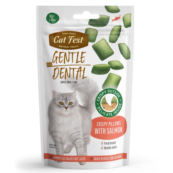 CatFest Dental хрустящие подушечки с лососем, 30г.