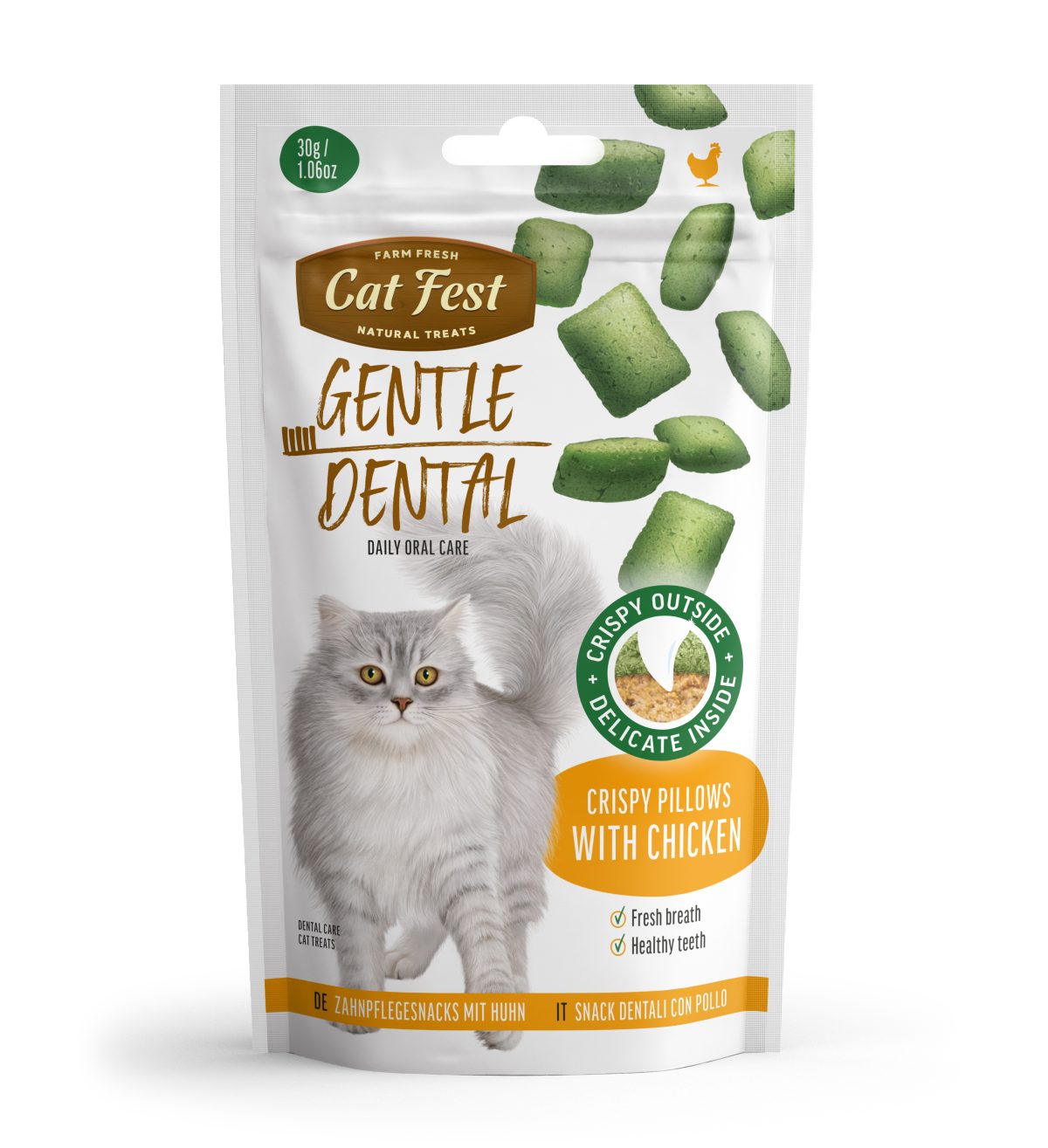 CatFest Dental хрустящие подушечки с курицей, 30г.