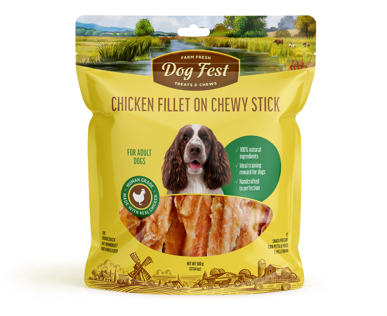 Chicken fillet on chewy stick, for medium and large breed dogs, megapack 500g Chicken fillet on chewy stick, for medium and large breed dogs, megapack 500g