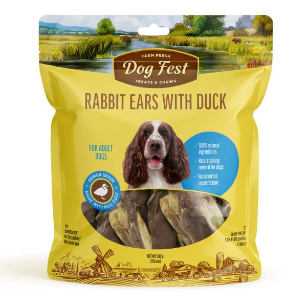 Rabbit ears with duck, for all  dogs, megapack 500g.