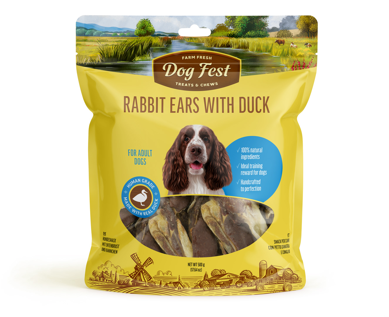 Rabbit ears with duck, for all dogs, megapack 500g. Rabbit ears with duck, for all dogs, megapack 500g.