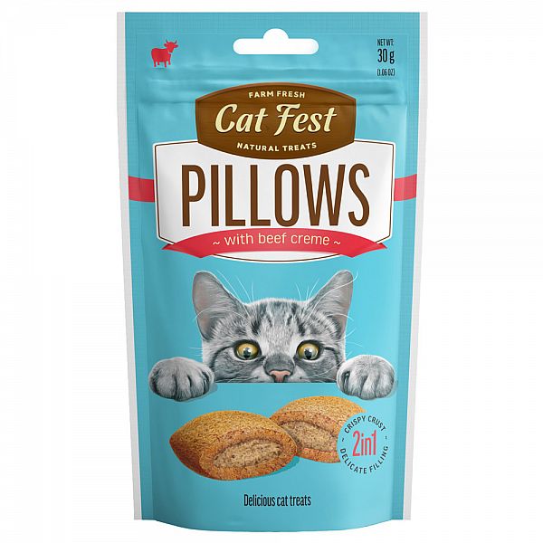 Pillows with beef creme for cats, 30g.