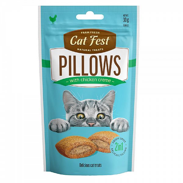 Pillows with chicken creme for cats, 30g.