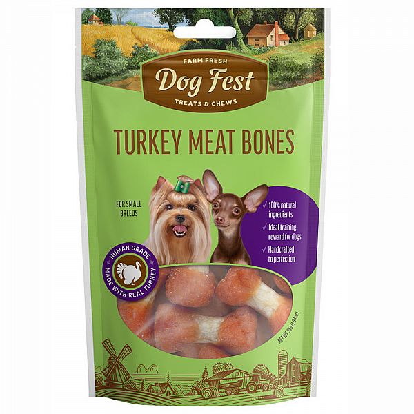 Turkey meat bones, for small breeds, 55g.