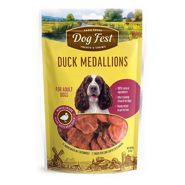 DogFest  Duck  medallions, for adult dogs, 90g