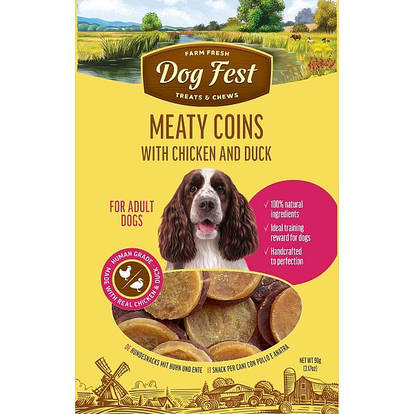 DogFest Meaty coins with chicken and duck for adult dogs, 90g