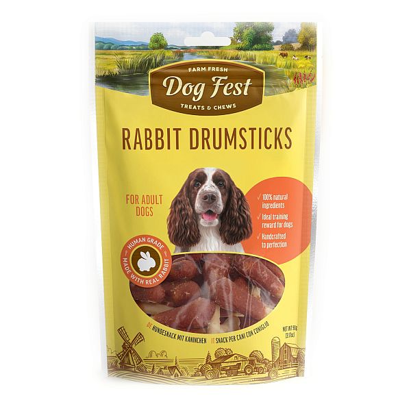 DogFest Rabbit drumsticks for medium and large breeds of dogs, 90 g