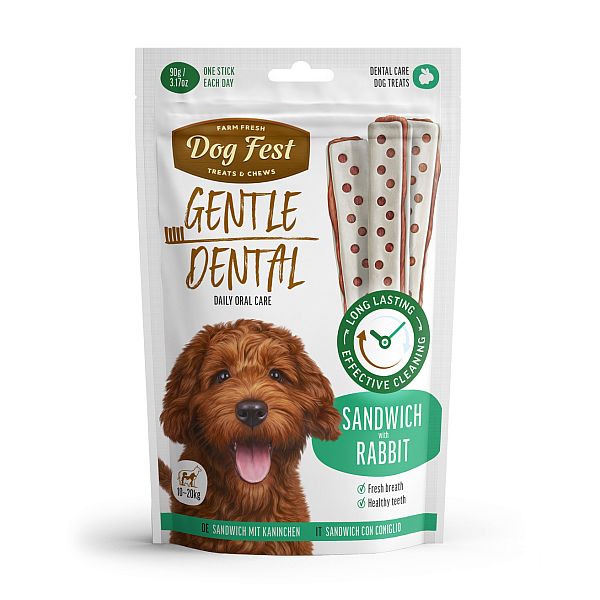 DogFest Dental sandwich küülikulihaga koertele kaaluga 10–20 kg, 90g
