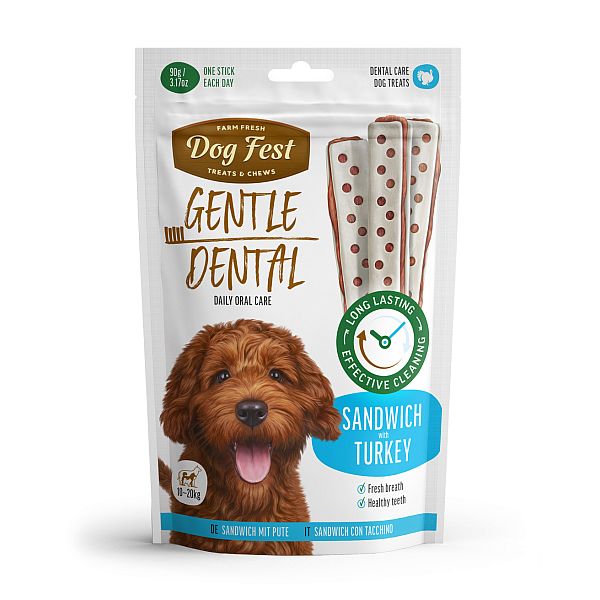 DogFest Dental sandwich kalkunilihaga koertele kaaluga 10–20 kg, 90g