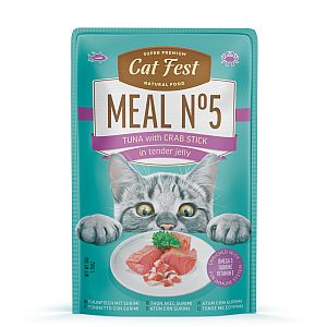 CatFest Tunas su krabų lazdele švelnioje drebučių želėje Meal Nr5, 12 x 50 g