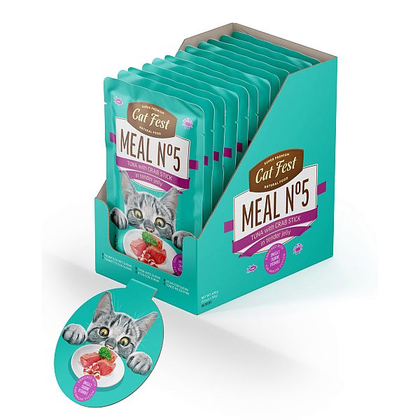 CatFest Tuna with Crab Stick in tender jelly Meal Nr5, 12 x 50g