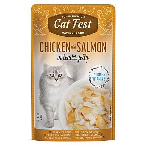 CatFest курица с лососем в желе, влажный корм для кошек, 12 x 70 g