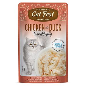 CatFest Einekotike kana ja pardiga želees,märgtoit kassidele 12 x 70 g