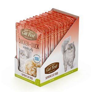 CatFest Einekotike kana ja pardiga želees,märgtoit kassidele 12 x 70 g