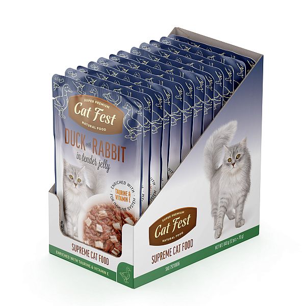 CatFest Einekotike pardi ja jänesega želees,märgtoit kassidele 12 x 70 g