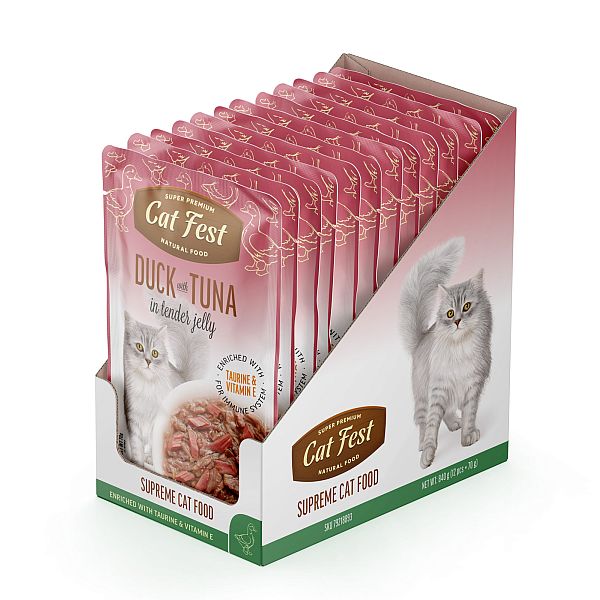 CatFest Antienos filė su tunu suaugusioms katėms, šlapias kačių maistas, 12 x 70 g