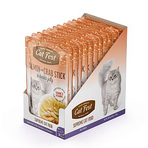 CatFest einekotike lõhe ja krabipulgadega želees,märgtoit kassidele 12 x 70 g