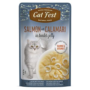 CatFest Филе лосося с кальмаром в желе, влажный корм для кошек, 12 x 70 g