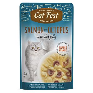 CatFest Филе лосося с осминогом в желе, влажный корм для кошек, 12 x 70 g