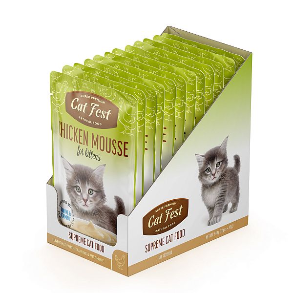 CatFest Vištienos paštetas kačiukams, šlapias maistas katėms, 12 x 70 g