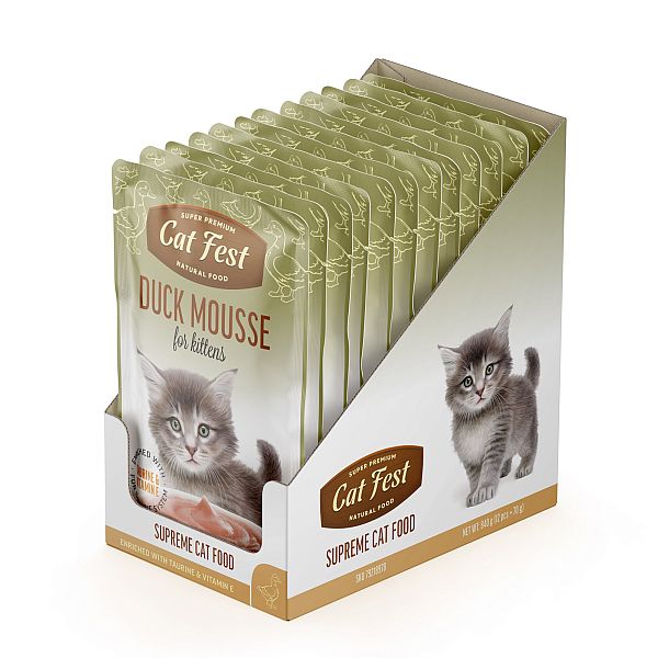 CatFest Duck paštetas kačiukams, šlapias kačių maistas, 12 x 70 g