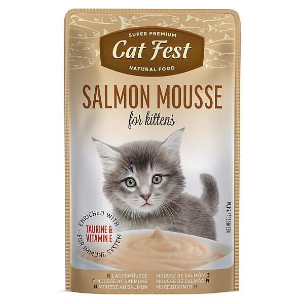 CatFest Lašišos paštetas kačiukams, šlapias maistas katėms, 12 x 70 g