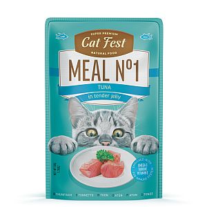 CatFest Tuno gabaliukai švelnioje želėje Meal Nr1, 12 x 50 g