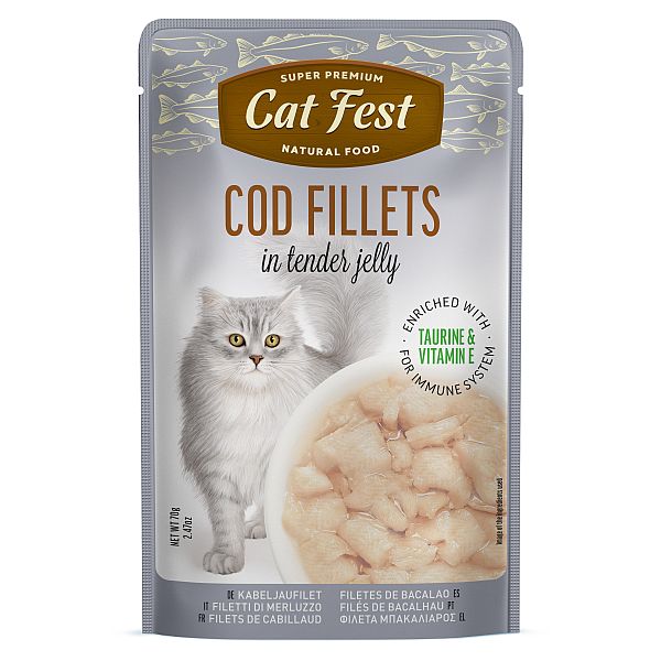 CatFest COD FILLETS in tender jelly,12x70g