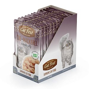„CatFest“ menkės filė su skumbrėmis, drėgnas kačių maistas, 12 x 70 g