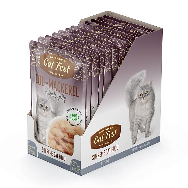 CatFest COD with MACKEREL in tender jelly,12x70g