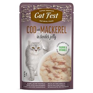 „CatFest“ menkės filė su skumbrėmis, drėgnas kačių maistas, 12 x 70 g