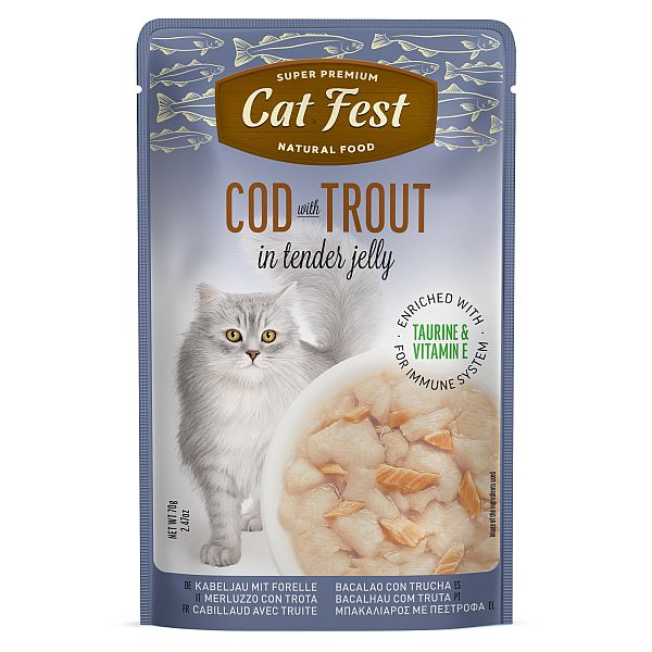 CatFest COD with TROUT in tender jelly,12x70g