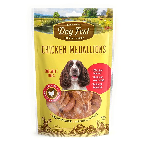 DogFest Chicken medallions for medium and large dog breeds, 90g
