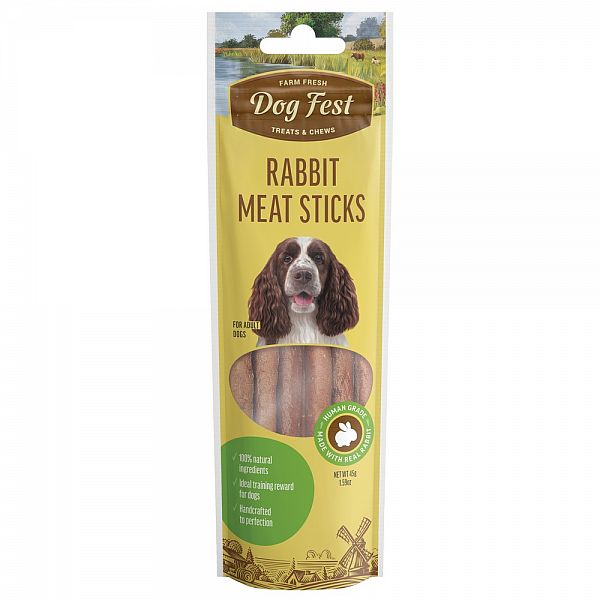 Rabbit meat sticks, for all  dogs, 45g.