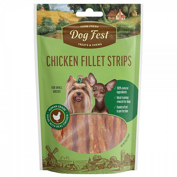 Chicken fillet strips, for small breeds, 55g.