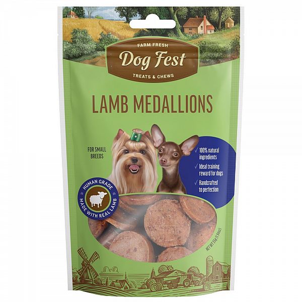 Dog Fest Медальоны из ягненка,  для небольших и мини пород собак , 55г.