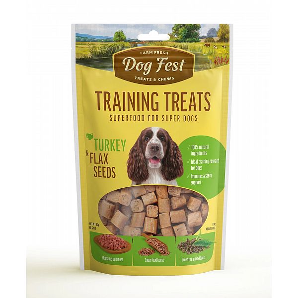 Training treats Turkey & Flax seeds, for all dogs, 90 g.